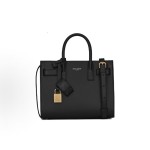 SAINT LAURENT SAC DE JOUR distressed embossed Logo, golden lock, pendant, versatile for commuting, organ bag, crossbody bag, Tote bag, Tote bag, shopping bag, single-shoulder handbag, black for women